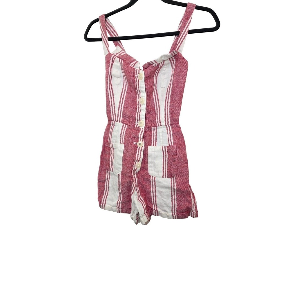 Reformation Red & White Striped Button-Front Festival Vacation Romper Size 0